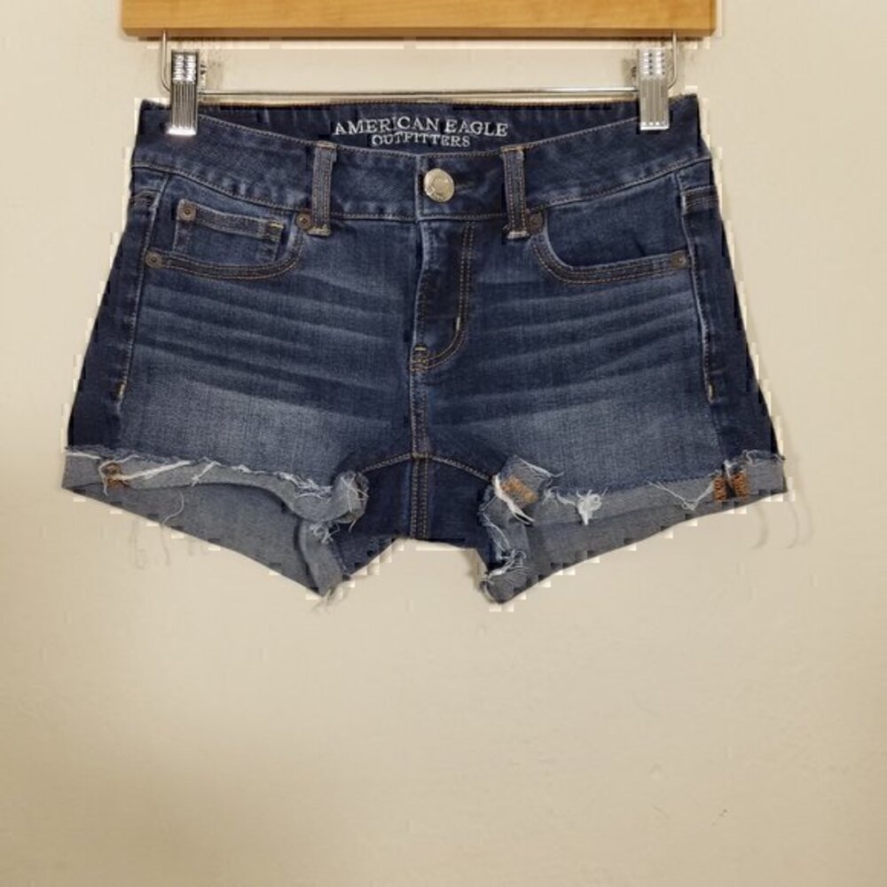 American Eagle Shortie 360 Super Stretch Jean Shorts Blue Size 0